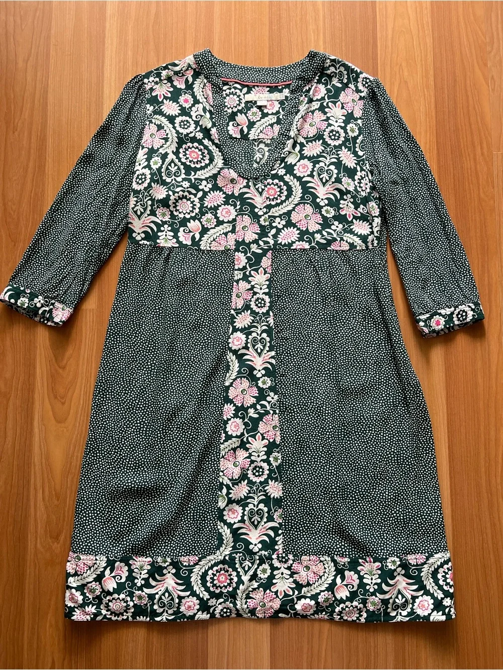 Boden Mollie Floral Viscose Dress Green Pink Print Size US 10 - Picture 2 of 11